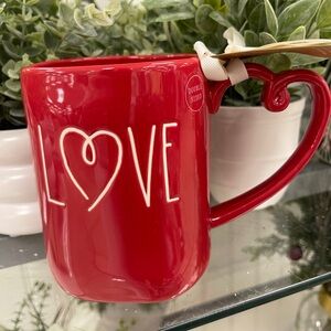 Rae Dunn Valentine’s Day Love Heart w/ Heart Handle Ceramic Coffee Mug NWT